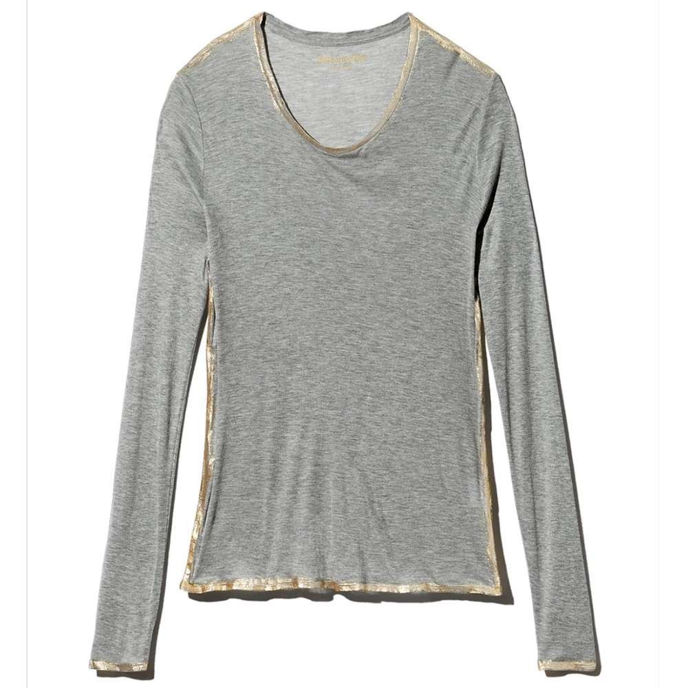 Zadig & Voltaire Willy Gold long sleeve gray shirt. Size S.